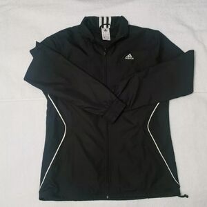 Womens Adidas Lightweight Black Polyester Mesh Lined Full Zip Jacket Size Medium